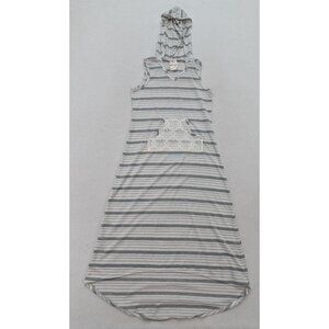 Jenna & Jessie Girl's Maxi Dress Size L 14 Gray White Striped Hooded Sleeveless